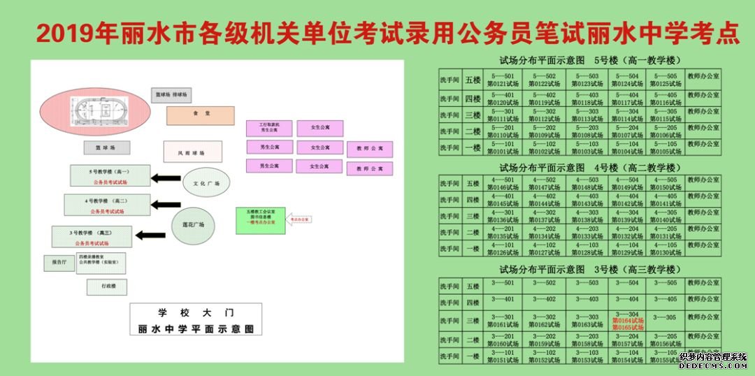 2019浙江公务员考试考点_考场分布情况：丽水各考点图