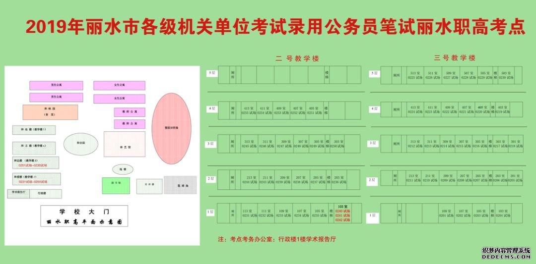 2019浙江公务员考试考点_考场分布情况：丽水各考点图