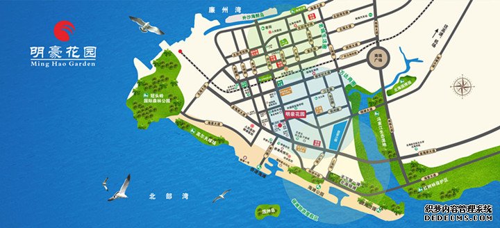 北海市银海区四川路与浙江路交汇处西南角,银滩西区中央,地理位置优越