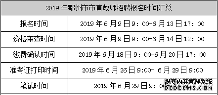 鄂州市直教师资格招聘考试报名时间