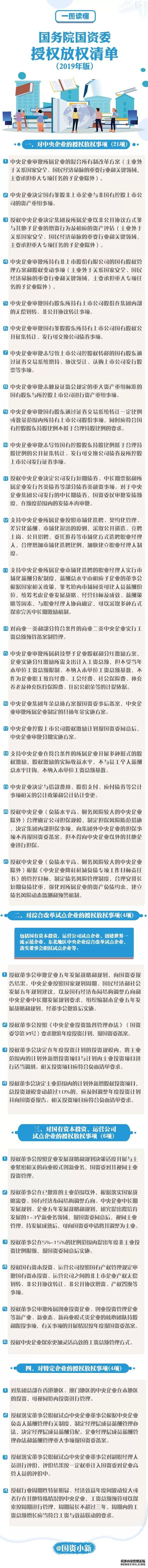 国务院国资委印发授权放权清单