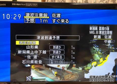 日本发生里氏6.8级地震，预计将出现1米高的海啸