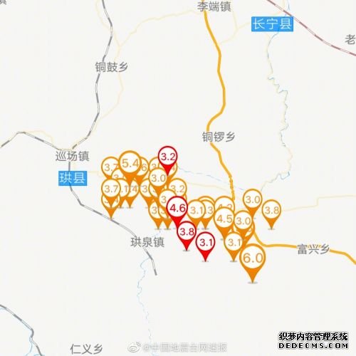 至24日8时 四川长宁6级地震2.0级及以上余震169次