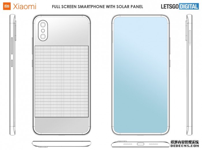 小米设计了一款集成太阳能电池板的智能手机