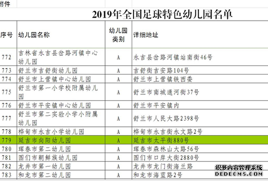 延吉向阳幼儿园入选2019年全国足球特色幼儿园