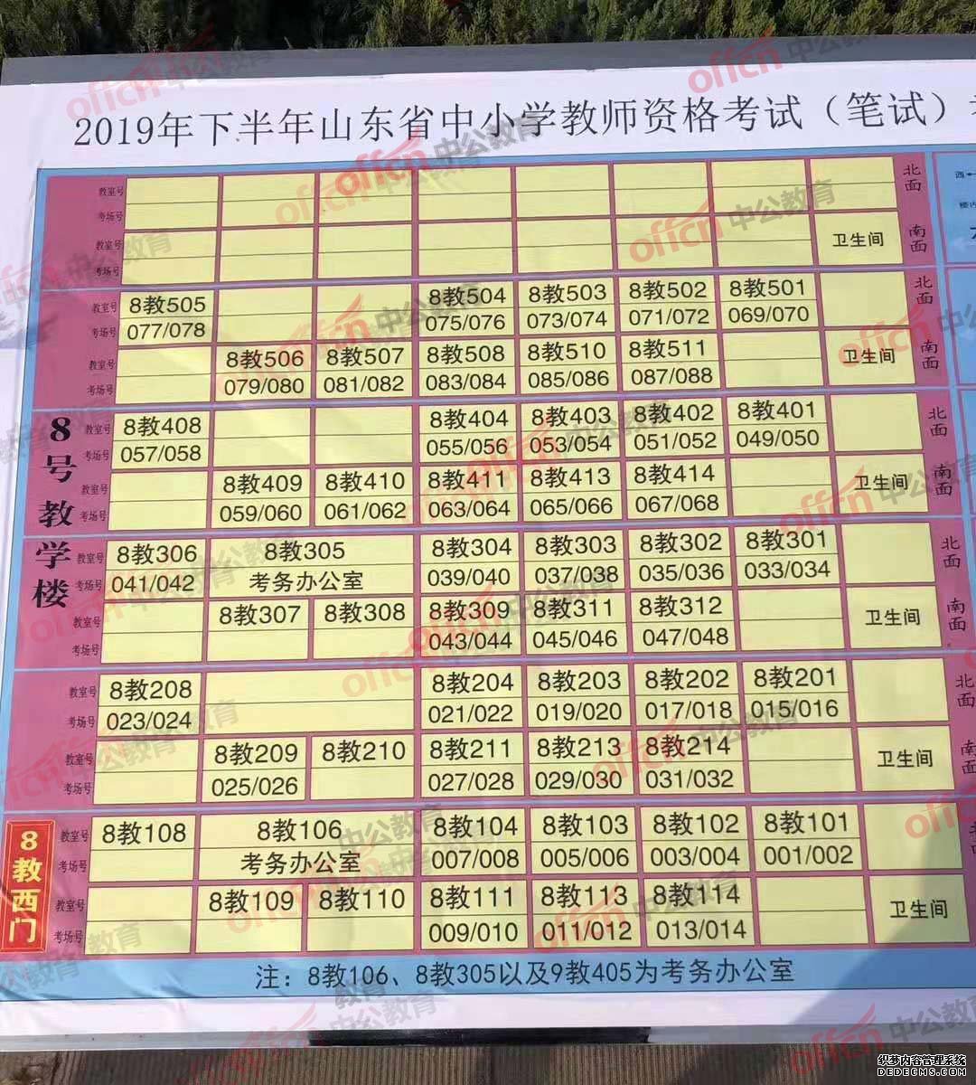 2019下半年教师资格考试滨州学院考场分布图