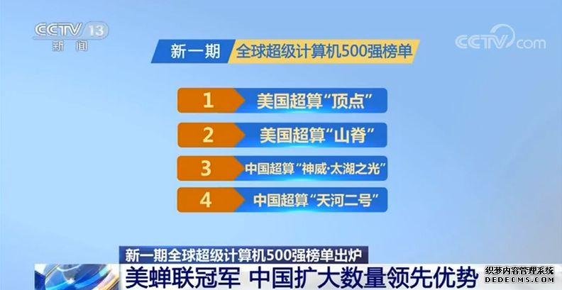 最新全球超级计算机榜单出炉 中国超算数量第一