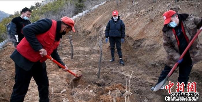 台骀山景区作为山西省、太原市、迎泽区重点义务植树基地，每年3月12日都会举办义务植树活动。　石彦龙 摄