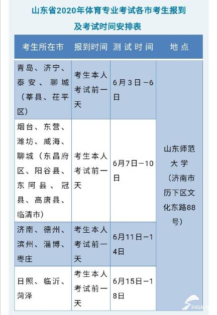 山东2020年体育专业考试6月3日至18日举行