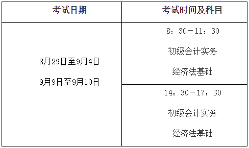 初级会计考试调整为8月29日开始 中高级会计考试时间不变