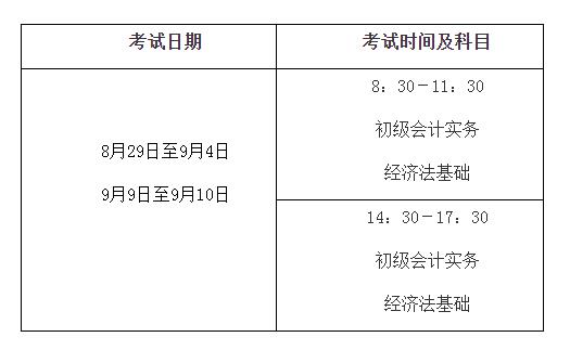 全国初级会计考试8月29日开始 中高级考试时间不