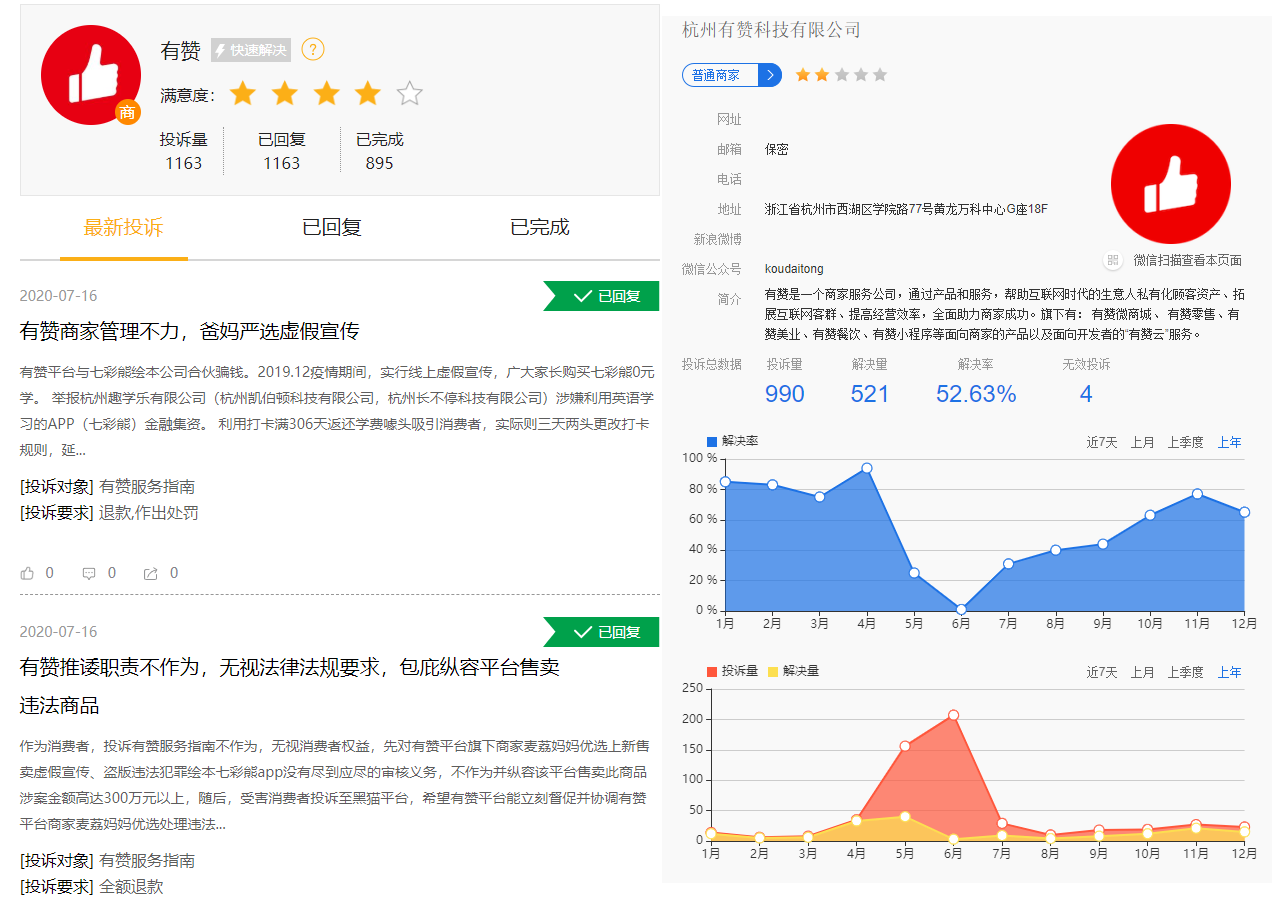 白鸦“进退两难”：有赞入驻商家因“虚假宣传”引争议 平台或因用户投诉失去信任 | 互联网315进行时