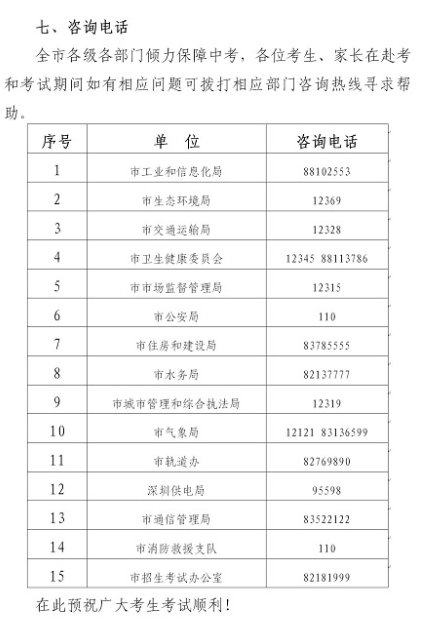 深圳市招生考试办公室发布2020年中考温馨提示